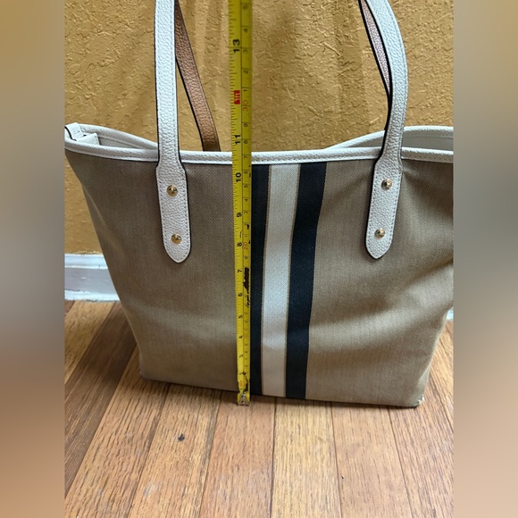 Coach Beige and Cream Stripe Tote - Picture 3 of 11